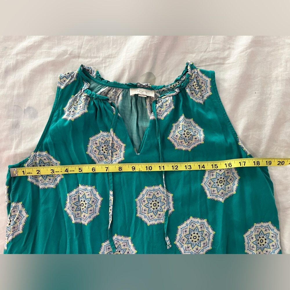LOFT Turquoise Patterned Sundress - Picture 3 of 6